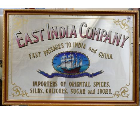 Vintage framed advertising mirrors featuring East India Company dimensions 86 x 61cm