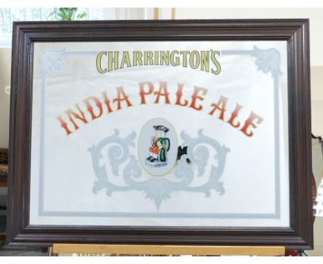 Vintage framed advertising mirror featuring Charringtons India Pale ale dimensions 74 x 56cm