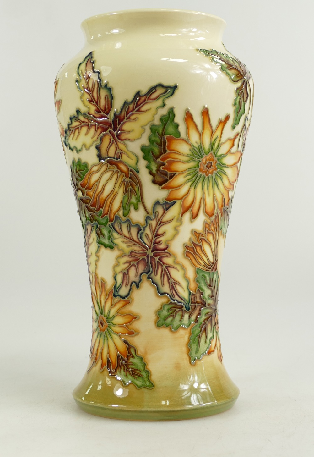 Moorcroft trial vase with Autumn Flowers and Leaves, height 26cm