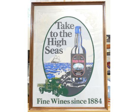 Vintage framed advertising mirrors featuring High Seas Fine Wines dimensions 45 x 64cm