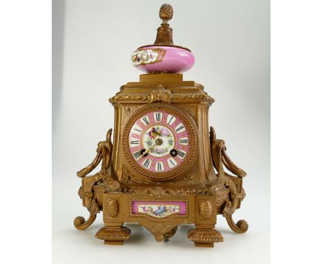 Continental gilded mantle clock height 35cm (back missing)