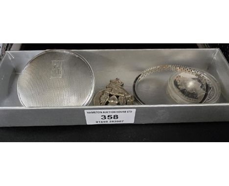 BIRMINGHAM SILVER COMPACT, SILVER LADIES BANGLE, SILVER CORONATION ANNIVERSARY OF QUEEN ELIZABETH THE SECOND 1953-93 $2 COIN,