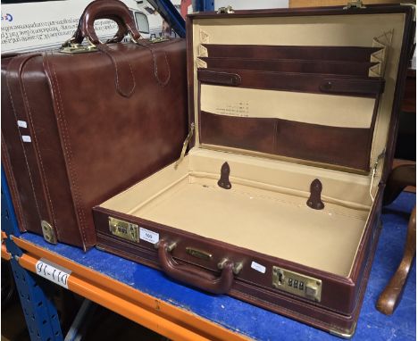 2 GOOD QUALITY LEATHER COMBINATION BRIEFCASES, ONE IS A CARLTON