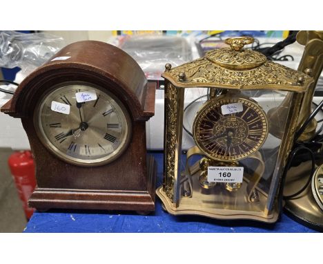MAHOGANY CASED MANTLE CLOCK AND GILT CASED MANTLE CLOCK     