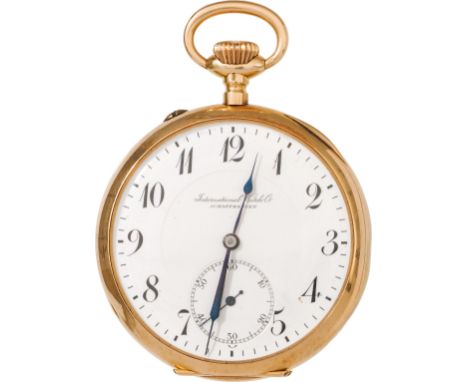 IWC SchaffhausenTaschenuhrSchweiz, Anfang 19. Jh.14kt Gold; Kronenaufzug; Emailzifferblatt mit kleiner Sekunde, rückseitig gu