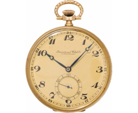 IWC SchaffhausenFrackuhrSchweiz, um 192014kt Gold; Kronenaufzug; goldfarbenes Zifferblatt mit kleiner Sekunde; Gehäusenr. "86
