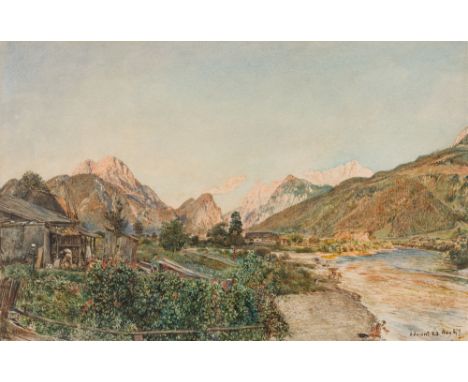 Rudolf von AltGesäuseeingang bei Admont1879Aquarell auf Papier; gerahmt28,5 x 44,5 cmSigniert links unten: R. AltBezeichnet u