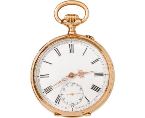 IWC SchaffhausenTaschenuhrSchweiz, Ende 19. Jh.14kt Gold; Kronenaufzug; Emailzifferblatt mit kleiner Sekunde; Innendeckel aus