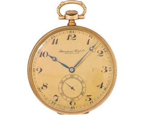IWC SchaffhausenFrackuhrSchweiz, um 192014kt Gold; Kronenaufzug; goldfarbenes Zifferblatt mit kleiner Sekunde; Gehäusenr. "92
