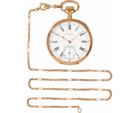 Patek PhilippeTaschenuhr exklusiv für Gondolo, Rio de JaneiroSchweiz, um 190018kt Gold; Kronenaufzug; moosguillochierte Rücks