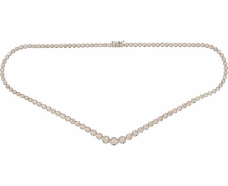 Rivière2. Hälfte 20. Jh.18kt Weißgold, Diamanten im Brillantschliff mit insgesamt ca. 8,00 ctDiamantqualität: K-L-M / siL. 42