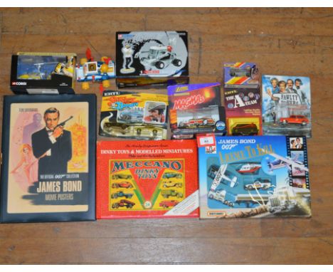 A small quantity of TV and Film related diecast models by Corgi, Matchbox and others, mostly boxed, together with two books, 