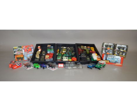 A selection of diecast Jeep models by Maisto, Corgi, Solido, Majorette and similar, some boxed, including civilian and milita