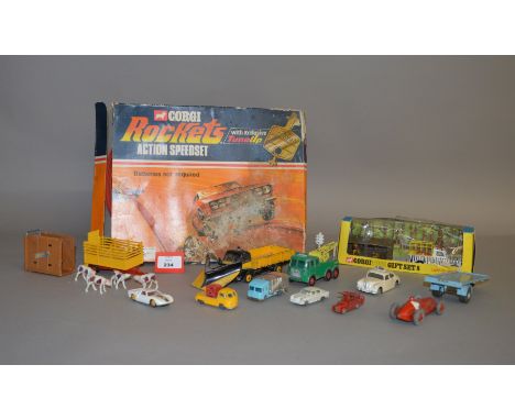 A boxed Corgi Toys Gift Set 8 'Lions of Longleat', G in P/F packaging together with a boxed Corgi Rockets Action Speedset #20