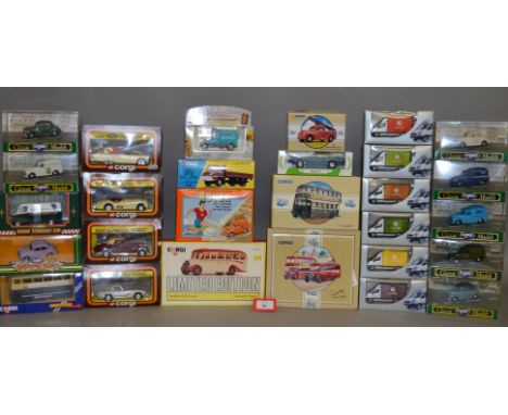 28 x assorted Corgi diecast models, including Classics, 50's Classics, Ocado, etc. Boxed and appear E.