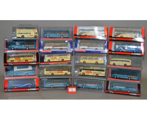 20 x Corgi Original Omnibus Company diecast model coaches, all Wallace Arnold and Shearings. Boxed but have been opened, G-E.