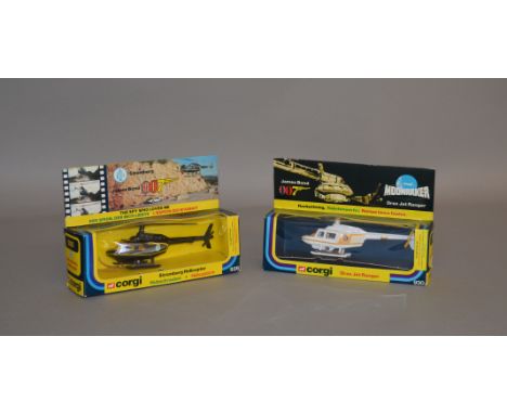 Two Corgi 'James Bond' diecast helicopters: 926 'Stromberg' Helicopter and 930 'Drax' Jet Ranger. Both E in VG window boxes. 