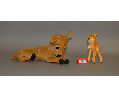 Two Disney 'Bambi' teddy bears: Steiff Bambi, c. 1959-1964, height 14cm, with chest tag and button to ear, VG; Character Nove