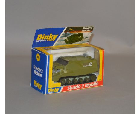 Dinky 353 'UFO' Shado 2 Mobile in green with pale grey interior, light green base, dark green rollers with black tracks. VG i