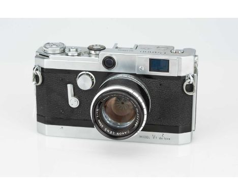 A Canon Model VT De Luxe Rangefinder Camera, A Canon Model VT De Luxe Rangefinder Camera,with Canon f/1.8 50mm lens, body, G,