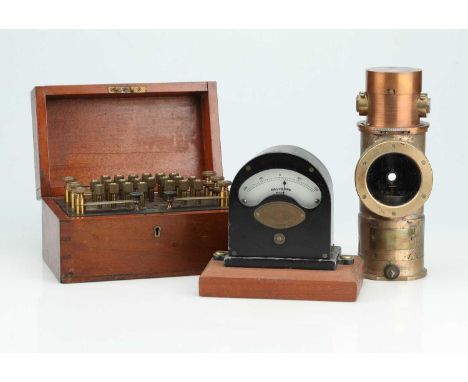 Electrical Test Equipment, Electrical Test Equipment,including a milliamp meter by Elliot, a mirror galvanometer in a cast br