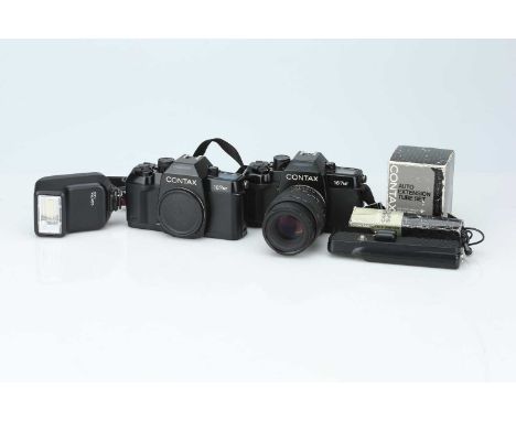 Two Contax 167MT 35mm SLR Bodies, Two Contax 167MT 35mm SLR Bodies,both black, both bodies G, untested with batteries, also w