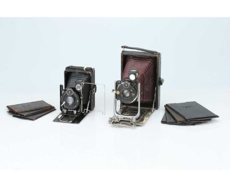 A Glunz Model 40 Folding Camera, A Glunz Model 40 Folding Camera,black, body F, shutter working but sticks on slow speeds, al
