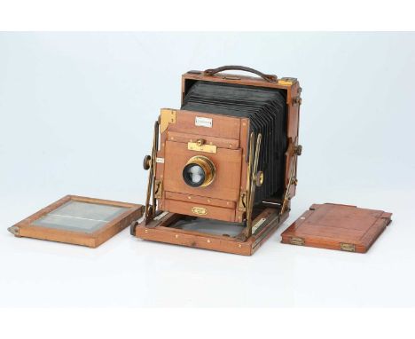 A Sanderson Regular Model Mahogany &amp; Brass Half Plate Field Camera, A Sanderson Regular Model Mahogany &amp; Brass Half P