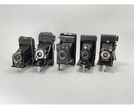 A Selection of Five Folding Cameras, A Selection of Five Folding Cameras,Including a Soho Model B, a Kershaw King Penguin, a 