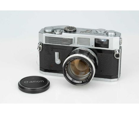 A Canon Model 7 Rangefinder Camera, A Canon Model 7 Rangefinder Camera,with Canon f/1.4 50mm lens, body, F-G, shutter working