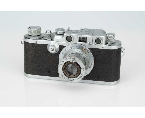 A Leica IIIb Rangefinder Camera, A Leica IIIb Rangefinder Camera,chrome, serial no. 265699, with Leitz Elmar f/3.5 50mm lens,