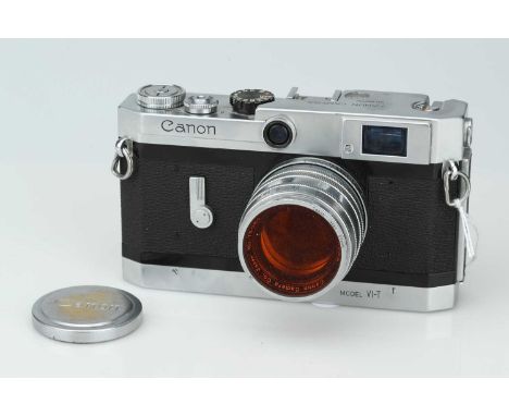 A Canon Model VI-T Rangefinder Camera, A Canon Model VI-T Rangefinder Camera,chrome, serial no. 601710, with Canon f/1.8 50mm