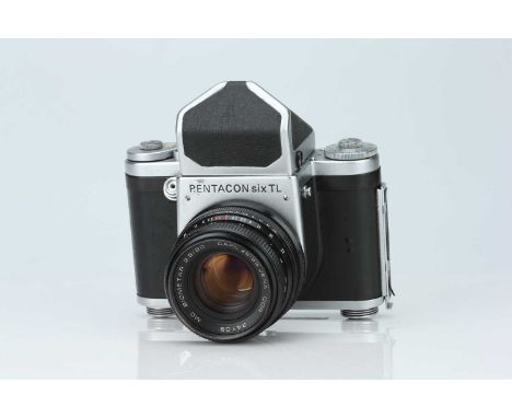 A Pentacon Six Medium Format SLR, A Pentacon Six Medium Format SLR,chrome, body G, shutter sticking on slow speeds, with Carl