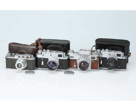 A Selection of Four Soviet 35mm Rangefinder Cameras, A Selection of Four Soviet 35mm Rangefinder Cameras,including a FED, two