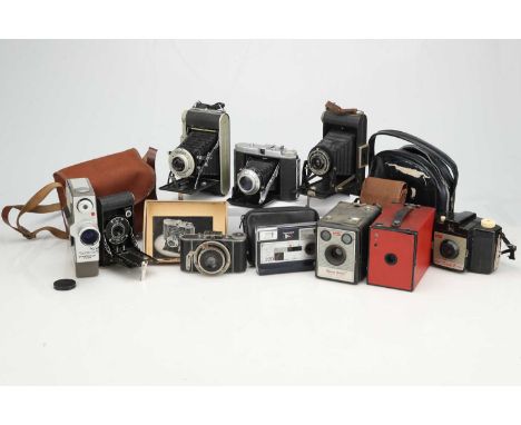 A Selection of Cameras, A Selection of Cameras,including a red Kodak No. 2 Brownie, a Coronet Rapide, a Dacora I, a Kodak Fol