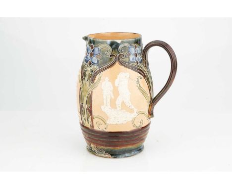 A Large Royal Doulton Lambeth Stoneware Jug, A Large Royal Doulton Lambeth Stoneware Jug,stampd to base '166', depicting thre