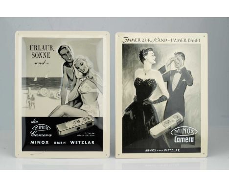 Two Minox Metal Advertising Signs, Two Minox Metal Advertising Signs,in VG-E condition,