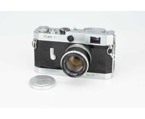 A Canon Model VI-T Rangefinder Camera, A Canon Model VI-T Rangefinder Camera,chrome, serial no. 601198, with Canon f/1.8 50mm