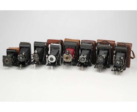 A Selection of Folding Cameras, A Selection of Folding Cameras,including a Kodak No.1 Folding Pocket Kodak, a Zeiss ikon Nett