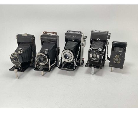 A Selection of Folding Cameras, A Selection of Folding Cameras,Including a Coronet, a Kodak Junior II Camera, a Kershaw Eight