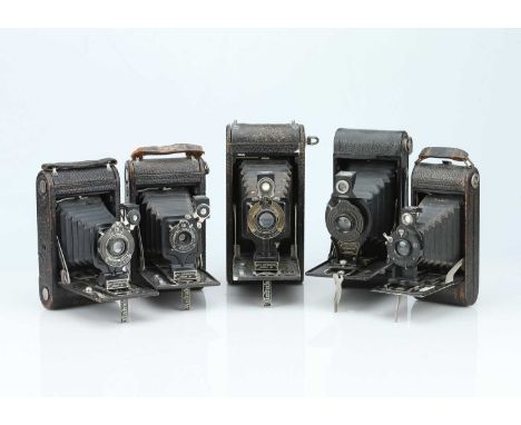 A Selection of Five Folding Cameras, A Selection of Five Folding Cameras,Black, Including, Two Kodak No.1 Autographic Kodak J