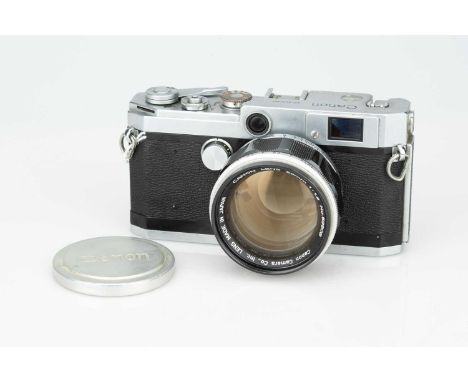 A Canon Model L1 Rangefinder Camera, A Canon Model L1 Rangefinder Camera,with Canon f/1.2 50mm lens, body, F-G, shutter worki