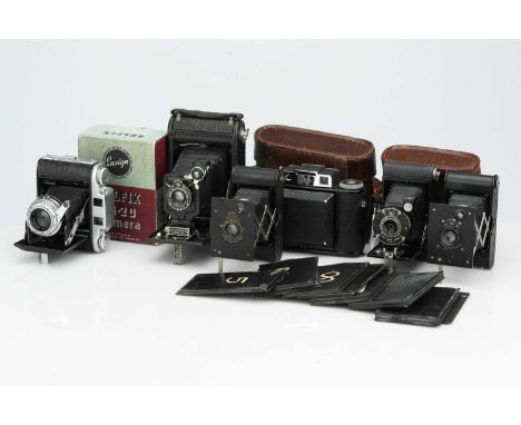 A Selection of Folding Cameras, A Selection of Folding Cameras,from makers including Ensign, Kodak, AGI, and more, all untest