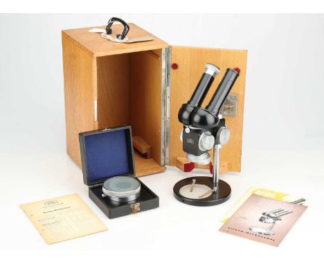 Zeiss Opton Binocular Microscope, Zeiss Opton Binocular Microscope,German, c.1952, engraved CARL ZEISS, finished in black ena