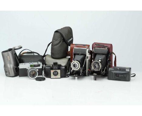 A Mixed Selection of Cameras, A Mixed Selection of Cameras,including a Voigtlander Bessa, a Kodak Junior II, a Canon Epoca, a