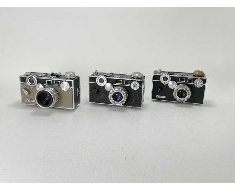 Three Argus 35mm Rangefinder Cameras, Three Argus 35mm Rangefinder Cameras,Bodies G-VG, shutters working, slow speeds sometim