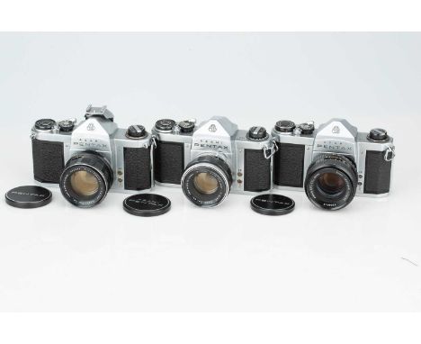 Three Pentax SLR Cameras, Three Pentax SLR Cameras,including Pentax S3, S1a and H2, each with standard lenses, bodies overall