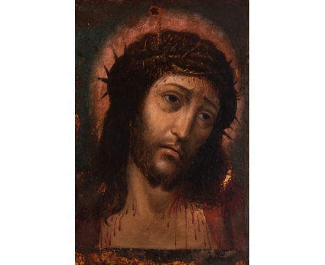 Hispano-Flemish school, 16th century."Christ". After a model by DIRK BOUTS (Haarlem, c. 1410/1420 - Leuven, 1475).Oil on pane