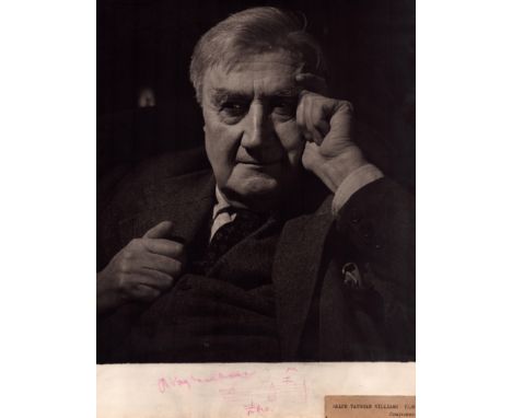 Ralph Vaughan Williams signed vintage 14x11 inch black and white photo includes handwritten music scale inscription.  Good co