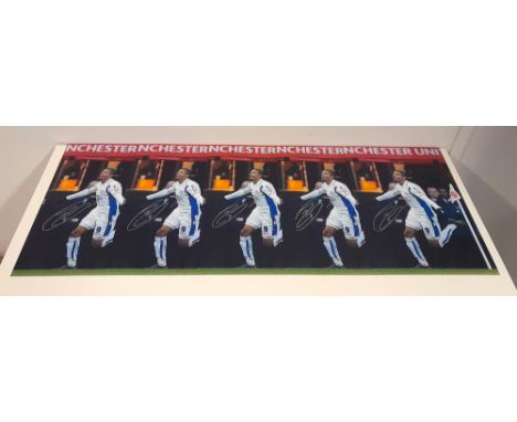 Autographed LOT OF JERMAINE BECKFORD 12 x 8 Photos ; A nice lot of 5 photos depicting Leeds United's JERMAINE BECKFORD celebr
